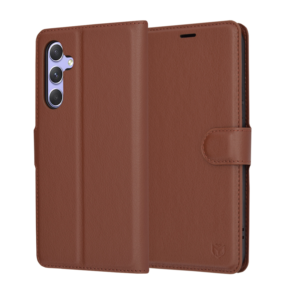 Levně Techsuit Kožené pouzdro Samsung Galaxy A54 Hnědý