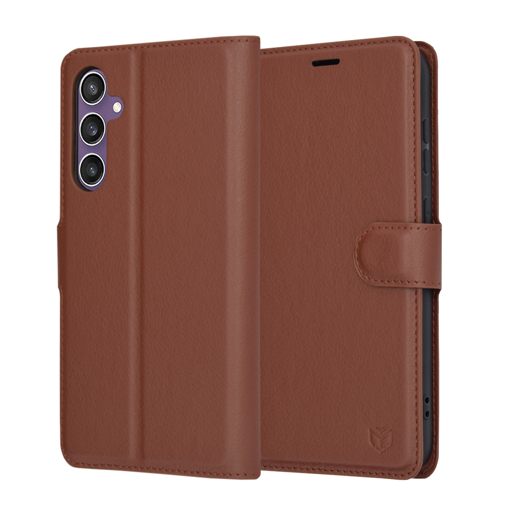 Levně Techsuit Kožené Folio Samsung Galaxy S23 FE Hnědý