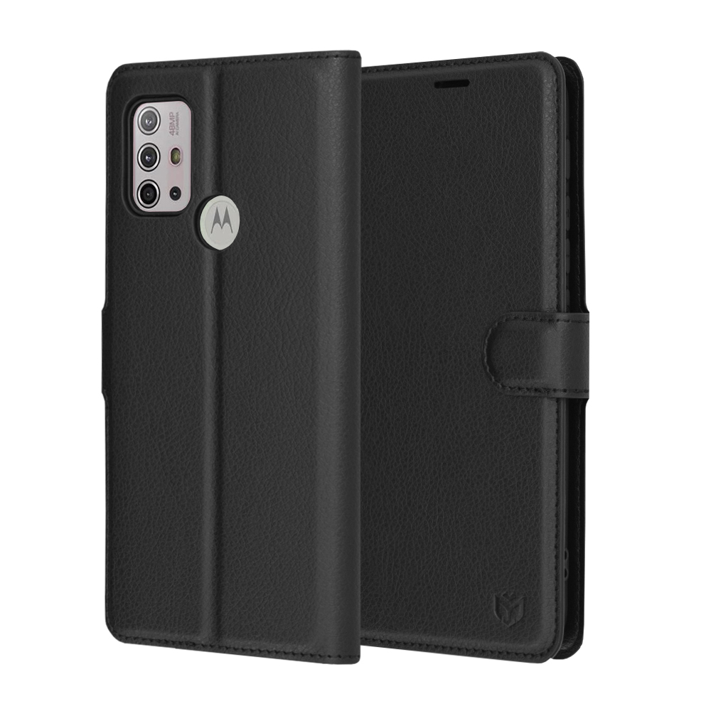Levně Techsuit Kožené pouzdro Motorola Moto G10 Moto G20 Moto G30 Černá