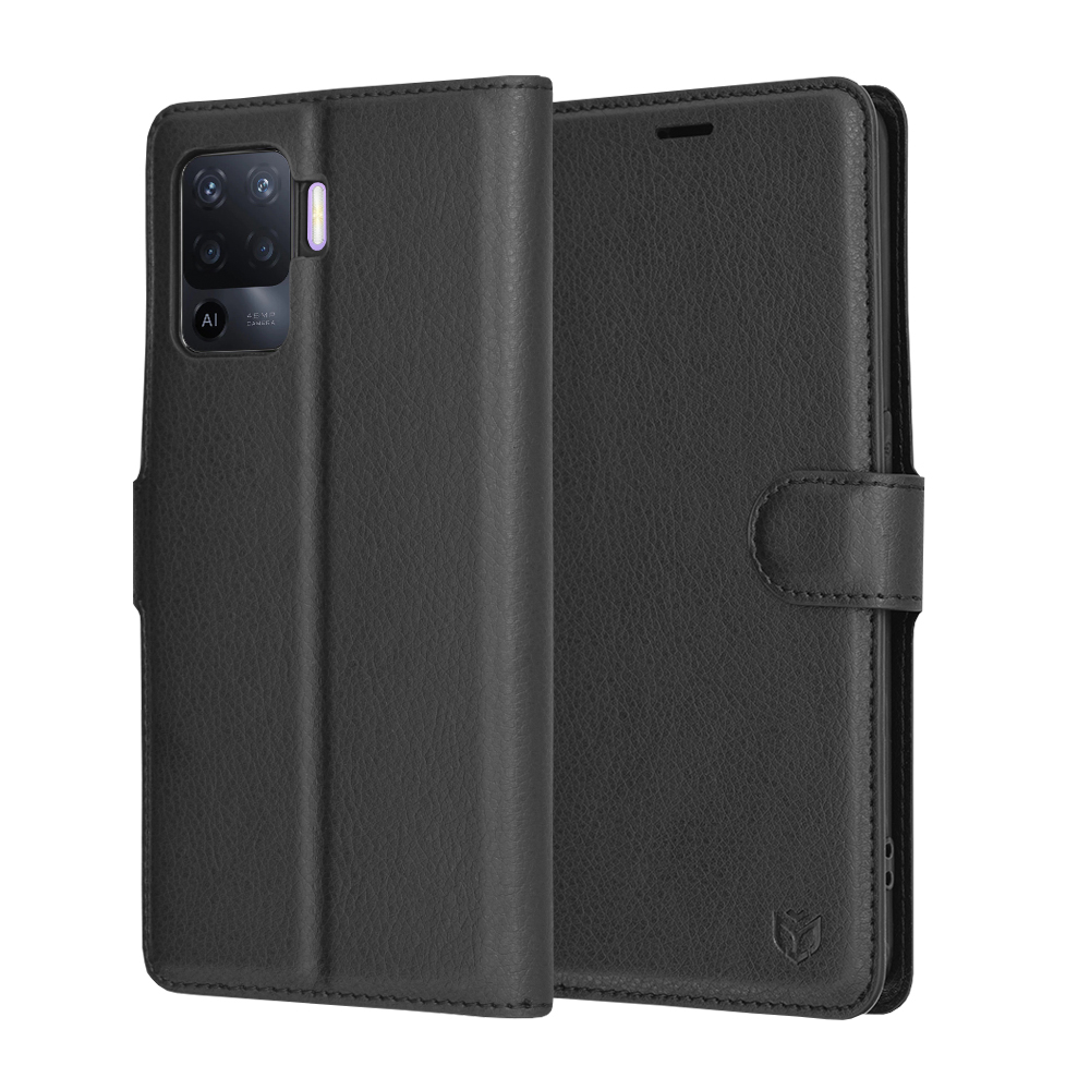 Levně Techsuit Kožené pouzdro Oppo Reno5 Lite Oppo A94 4G Černé