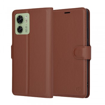Techsuit Kožené pouzdro Motorola Edge 40 Edge (2023) Hnědá