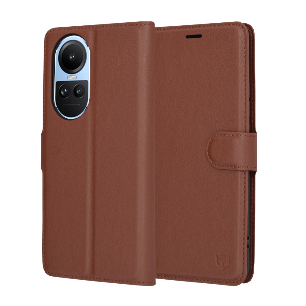 Levně Techsuit Kožené pouzdro Oppo Reno10 Reno10 Pro Hnědá