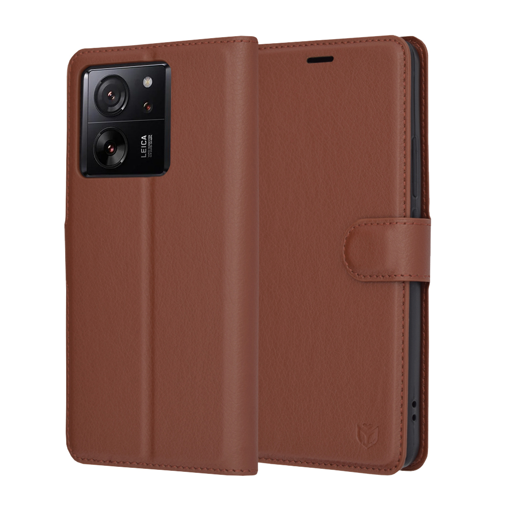 Levně Techsuit Kožené pouzdro Xiaomi 13T 13T Pro Hnědá