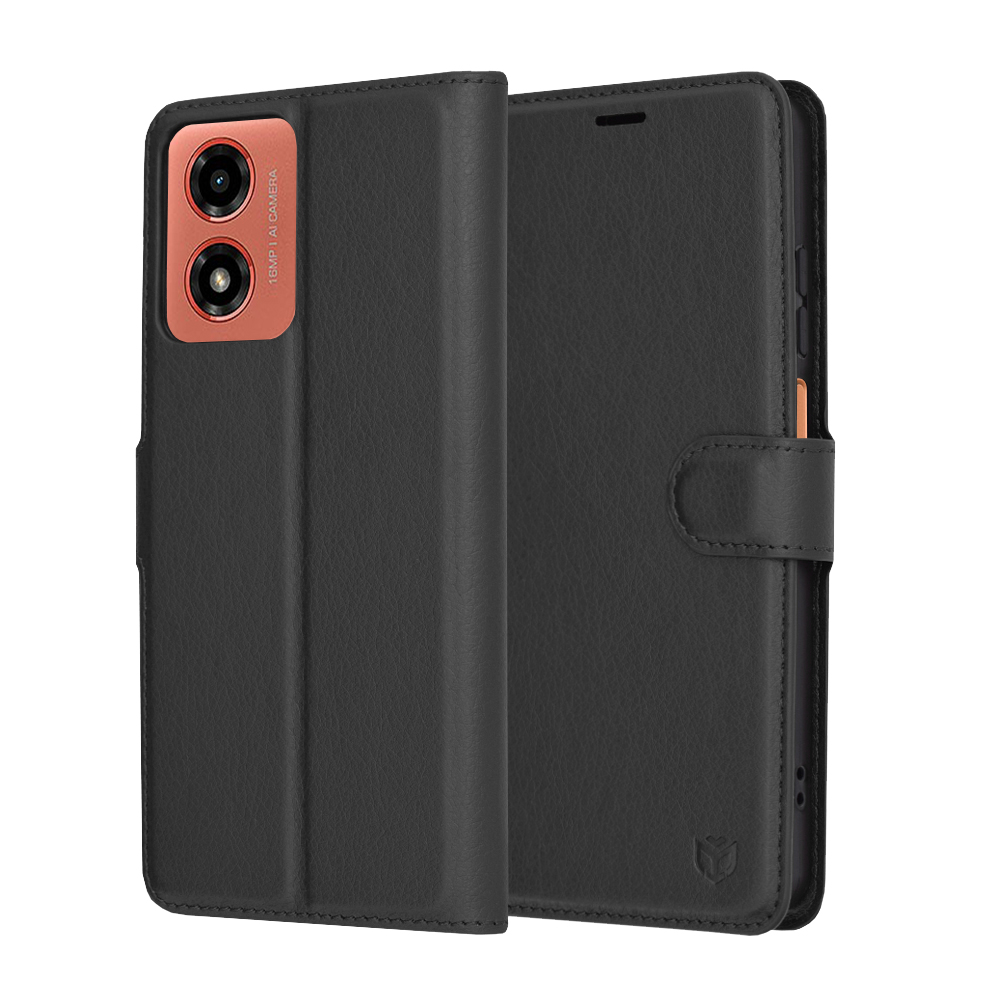 Levně Techsuit Kožené pouzdro Motorola G04 G04s G24 E14 Černá