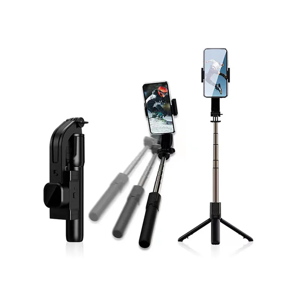 Techsuit Selfie tyč Gimbal C06 Stativ Bluetooth LED 76cm Černá