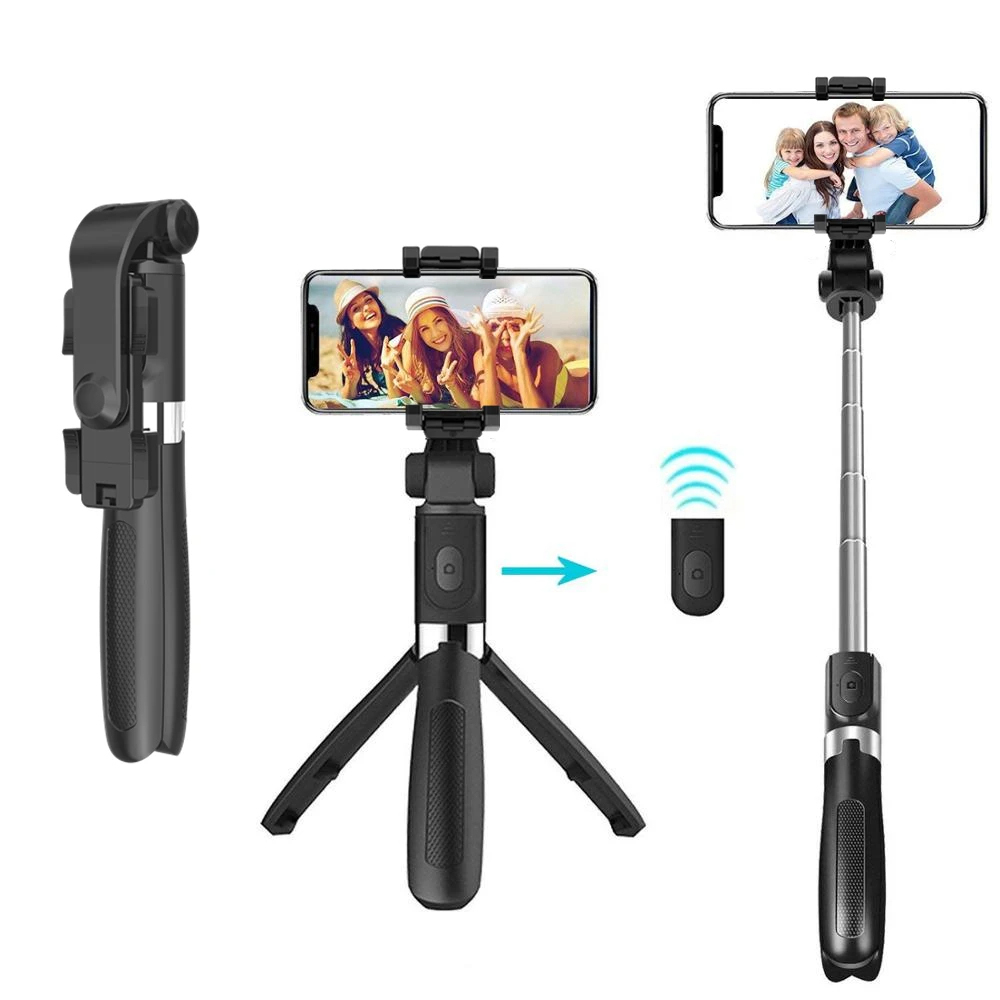 Levně Techsuit Selfie tyč L01 Stativ Bluetooth 70cm Černá