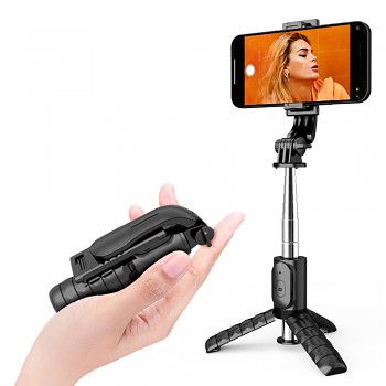 Techsuit Mini Selfie Tyč Q11 Stabilní Stativ Bluetooth 360 Černá 74cm