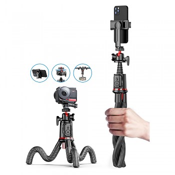 Techsuit Selfie Stick C03 Stativ Dálkové Ovládání 360 Hlava 64cm Černá