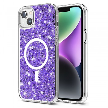 Techsuit Třpytivý MagSafe kryt iPhone 14 Plus iPhone 15 Plus Fialový