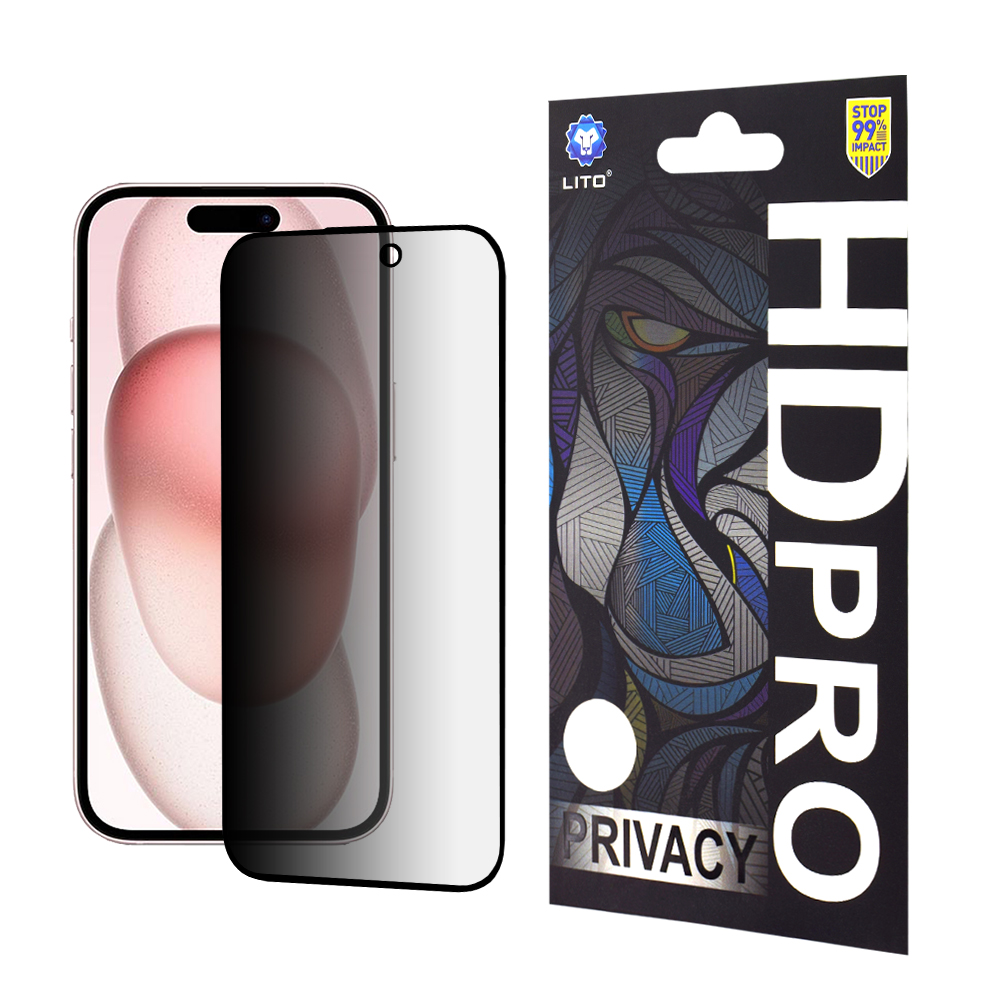 Levně Lito HD Pro Soukromí iPhone 15 Černá
