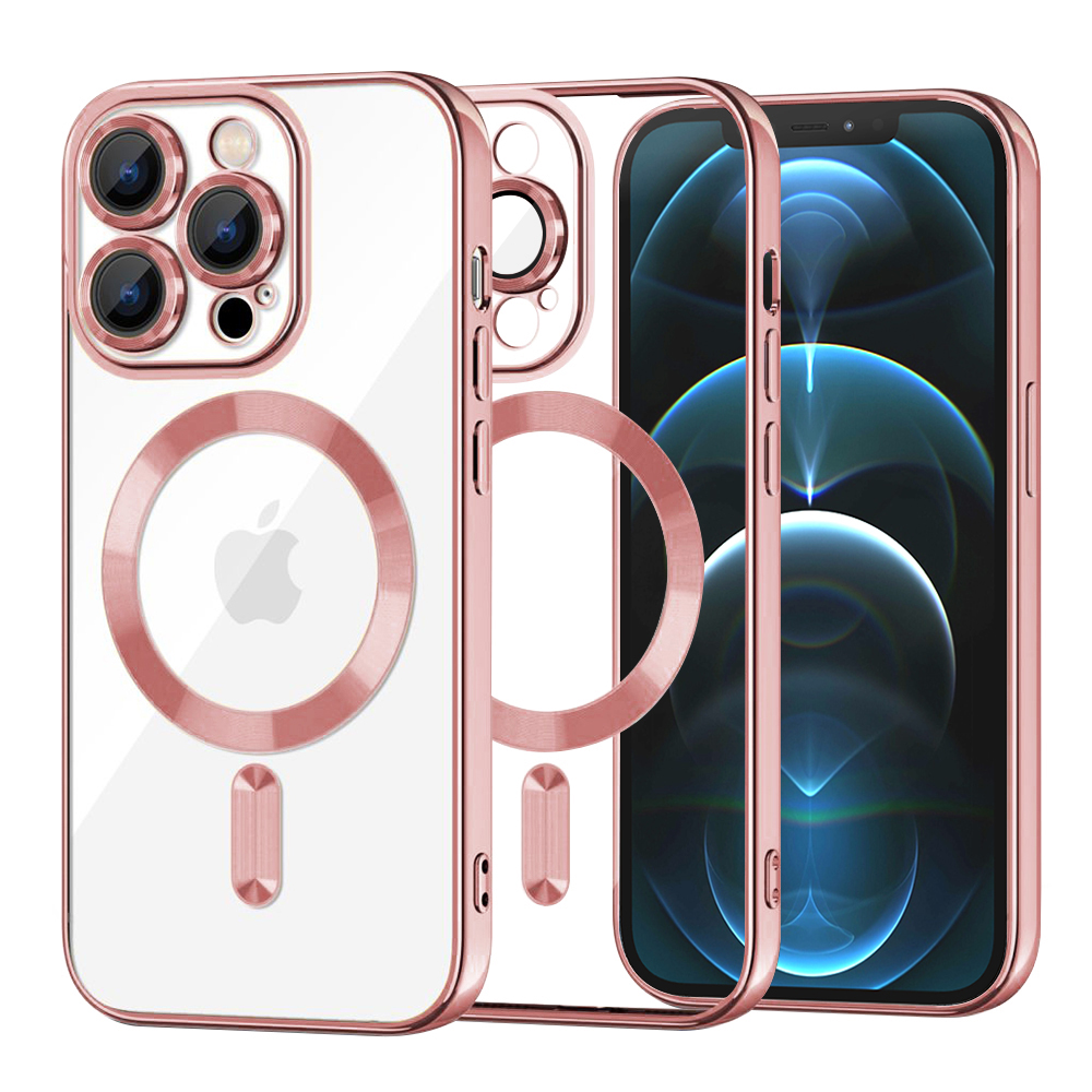 Levně Techsuit Luxusní Křišťálový MagSafe iPhone 12 Pro Max Růžový