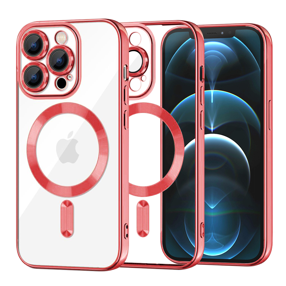 Levně Techsuit Luxusní Křišťál MagSafe iPhone 12 Pro Max Červený