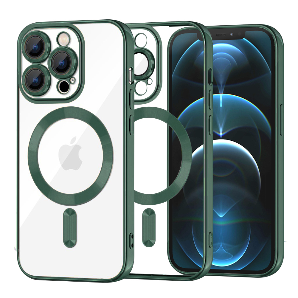 Levně Techsuit Luxusní Křišťálový MagSafe iPhone 12 Pro Max Tmavě zelený