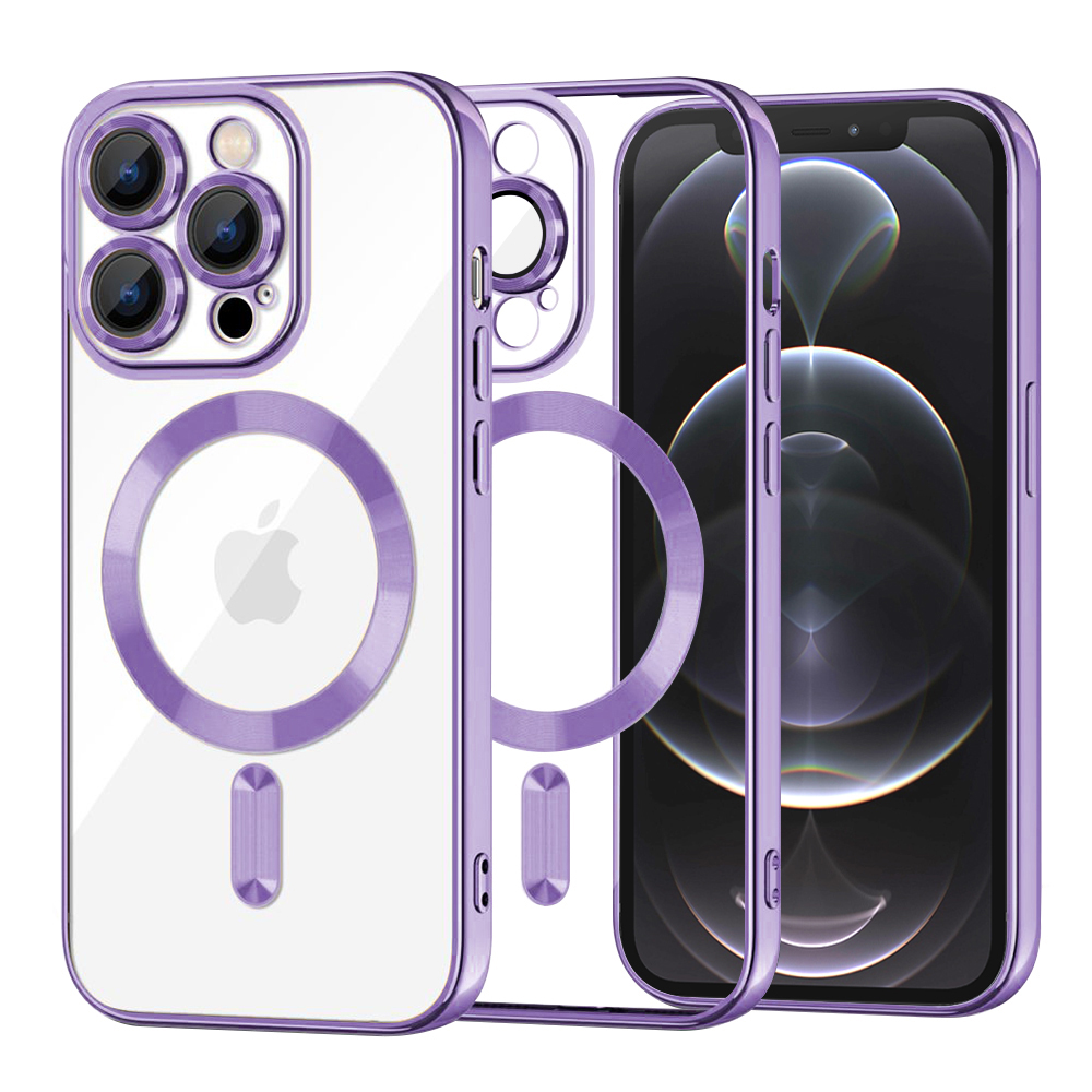 Levně Techsuit Luxusní Krystal MagSafe iPhone 12 Pro Světle fialový