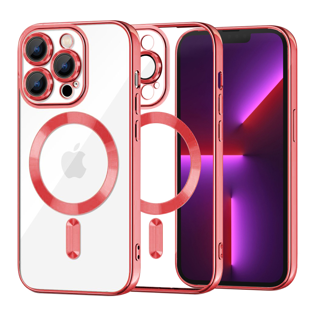 Levně Techsuit Luxusní Křišťálové MagSafe iPhone 13 Pro Červené