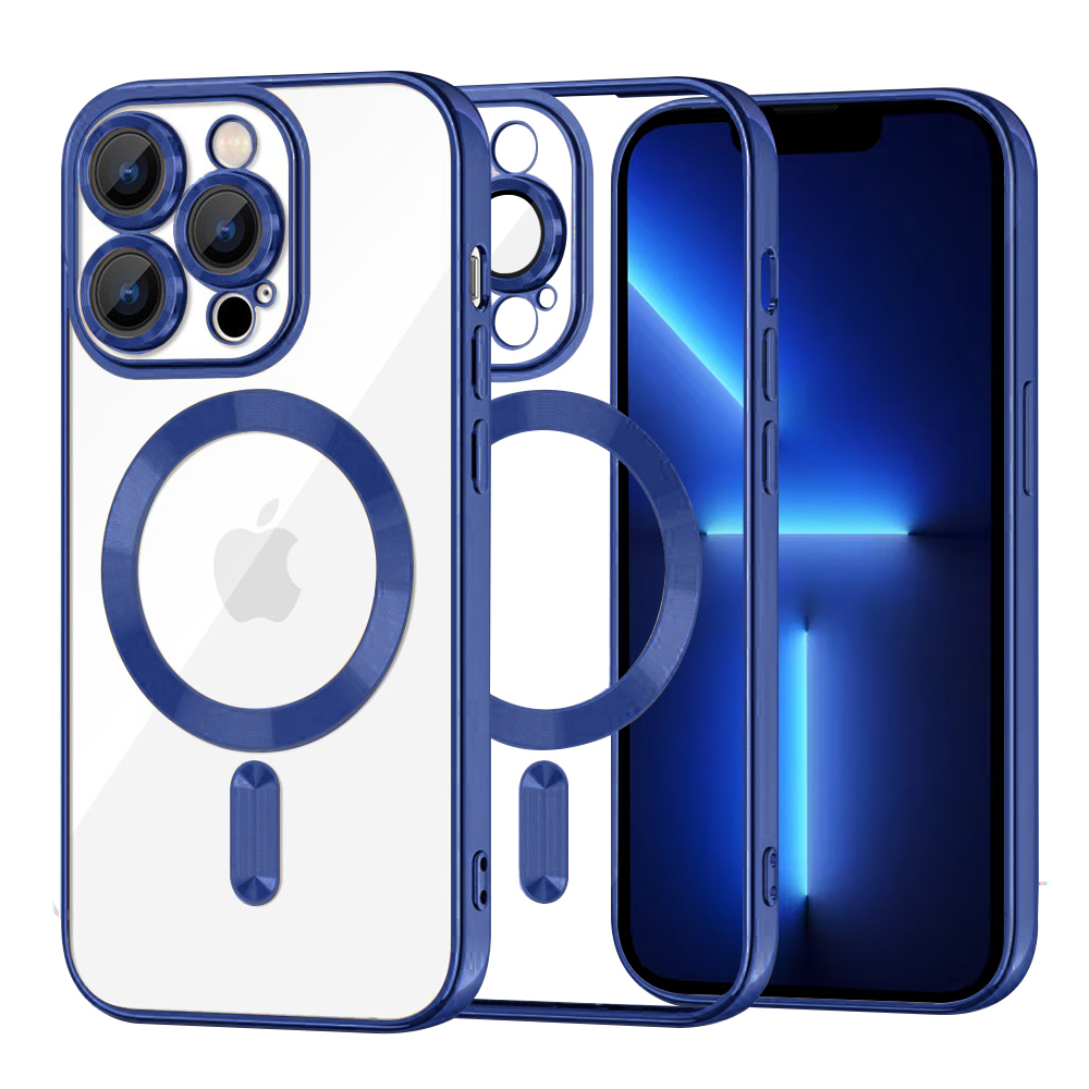Levně Techsuit Luxusní Křišťálový MagSafe iPhone 13 Pro Max Tmavě modrá