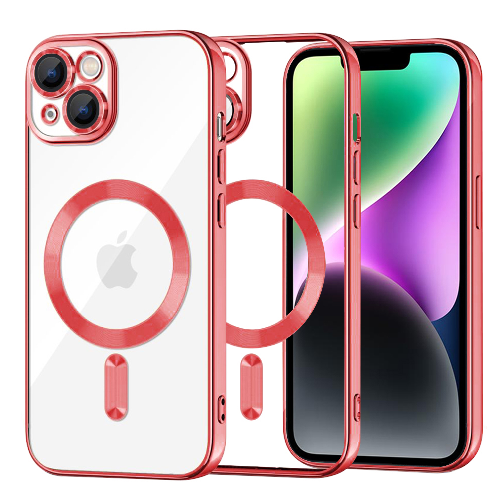 Techsuit Luxusní Krystalové MagSafe iPhone 14 Červené