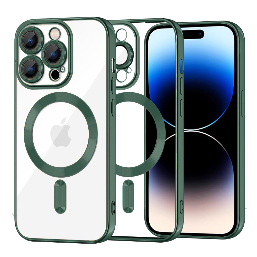 Techsuit Luxusní Křišťál MagSafe iPhone 14 Pro Tmavě Zelená