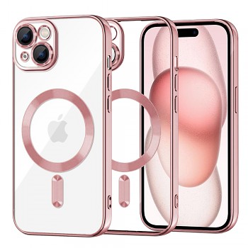 Techsuit Luxusní Krystal MagSafe iPhone 15 Růžový