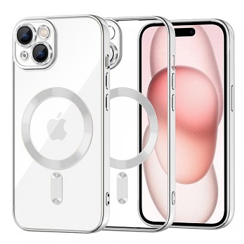 Techsuit Luxusní Křišťálový MagSafe iPhone 15 Stříbrný