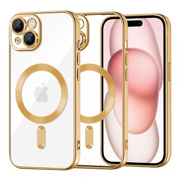 Techsuit Luxusní Křišťálový MagSafe iPhone 15 Zlatý