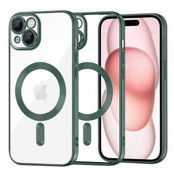 Techsuit Luxusní Křišťál MagSafe iPhone 15 Tmavě Zelená