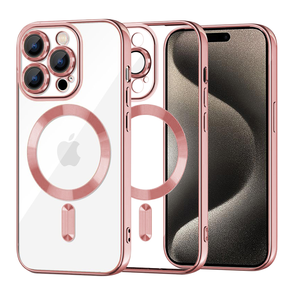 Levně Techsuit Křišťál MagSafe iPhone 15 Pro Max Růžový