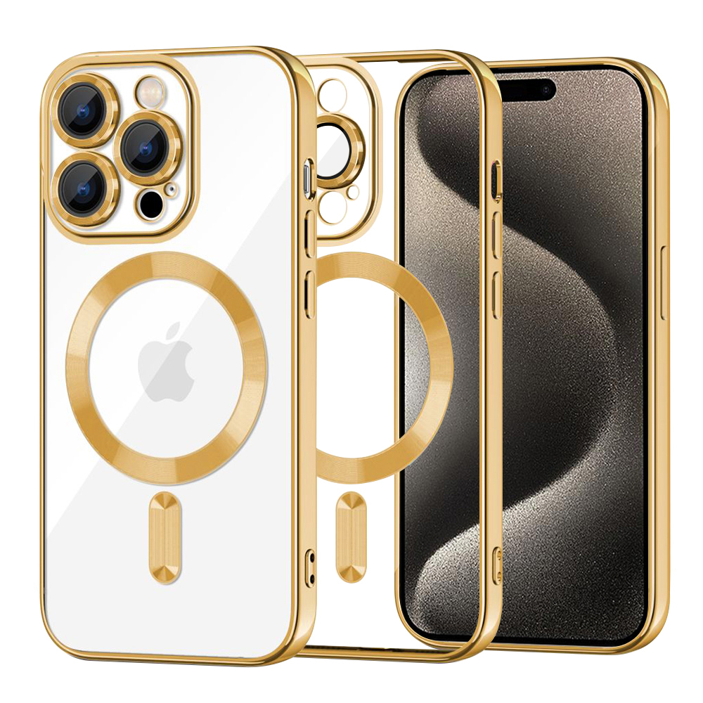Levně Techsuit Luxusní Křišťál MagSafe iPhone 15 Pro Max Gold