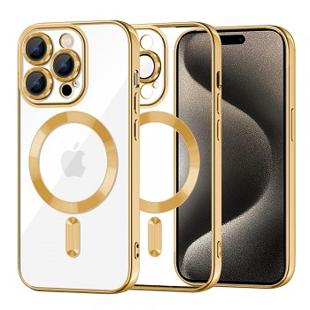 Techsuit Luxusní Křišťál MagSafe iPhone 15 Pro Max Gold