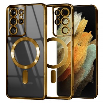 Techsuit Luxusní Křišťálový MagSafe Samsung Galaxy S21 Ultra 5G Gold