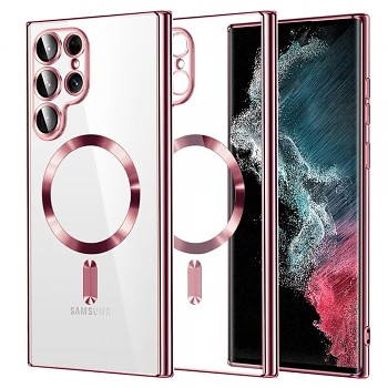 Techsuit Křišťálový MagSafe Samsung Galaxy S22 Ultra Růžový