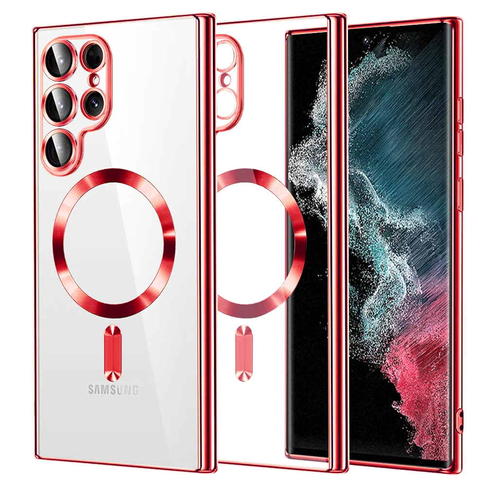 Levně Techsuit Luxusní Křišťálový MagSafe Samsung Galaxy S22 Ultra 5G Red