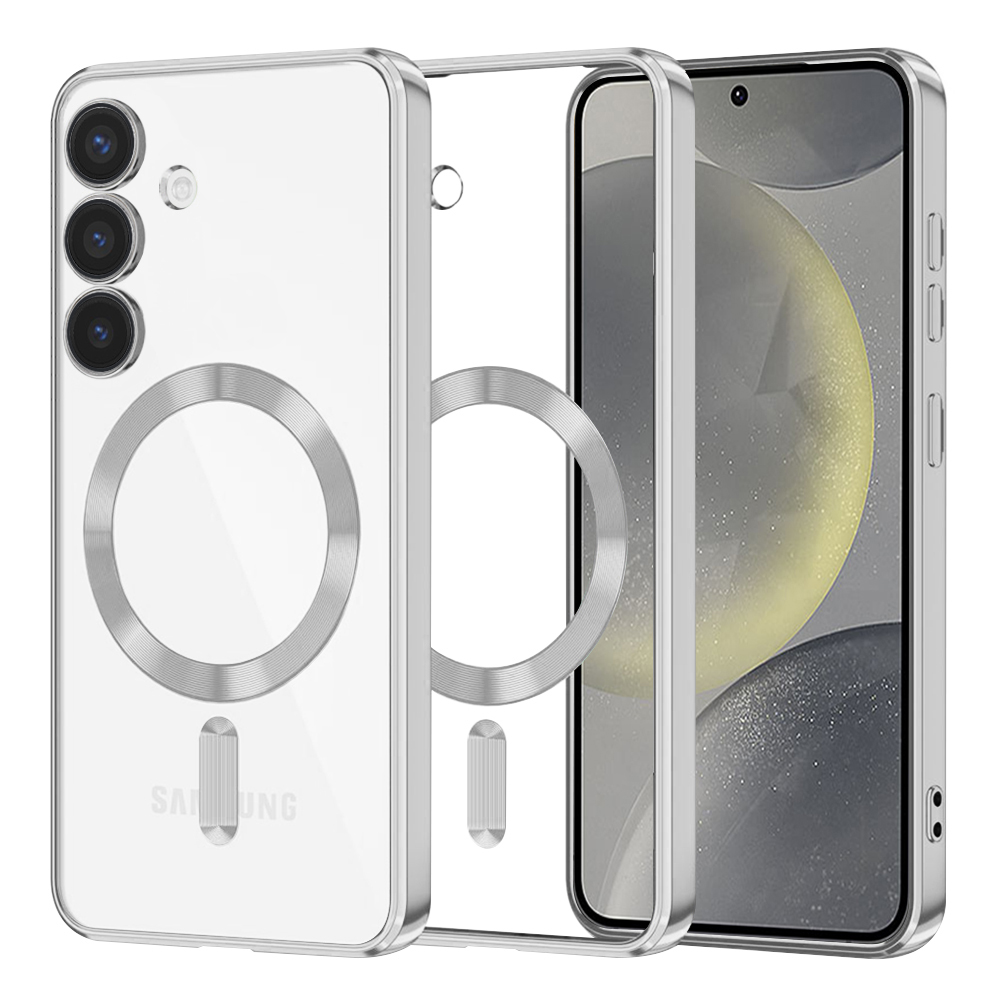 Levně Techsuit Luxusní Křišťálový MagSafe Samsung Galaxy S24 Stříbrný
