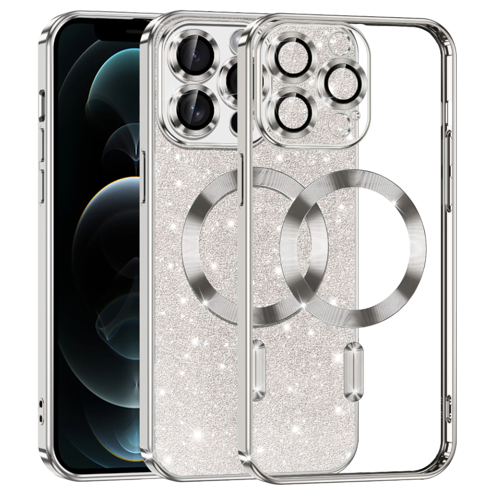 Levně Techsuit Luxusní Třpytivý MagSafe iPhone 12 Pro Stříbrný