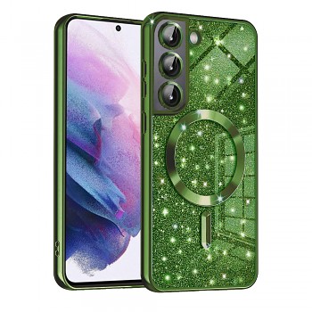 Techsuit Luxusní Třpytivý MagSafe Samsung Galaxy S22 5G Tmavě zelený