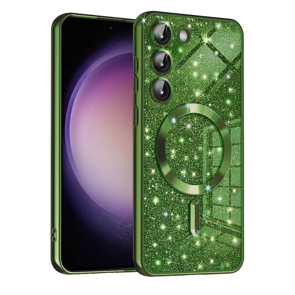 Levně Techsuit Luxusní třpytky MagSafe Samsung Galaxy S23 Plus Tmavě zelený