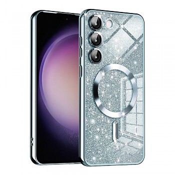 Luxusní Třpytivý MagSafe Samsung Galaxy S23 Plus Světle modrý