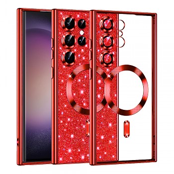 Techsuit Luxusní Třpytivý MagSafe Samsung Galaxy S23 Ultra Červený