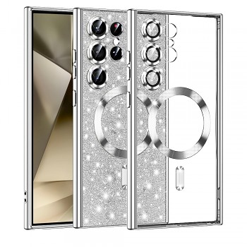 Techsuit Luxusní Třpytivý MagSafe Samsung Galaxy S24 Ultra Stříbrný