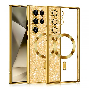 Techsuit Luxusní Třpytivý MagSafe Samsung Galaxy S24 Ultra Zlatý