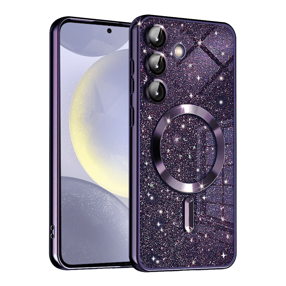 Levně Techsuit Luxusní Třpytivý MagSafe Samsung Galaxy S24 Tmavě Fialový