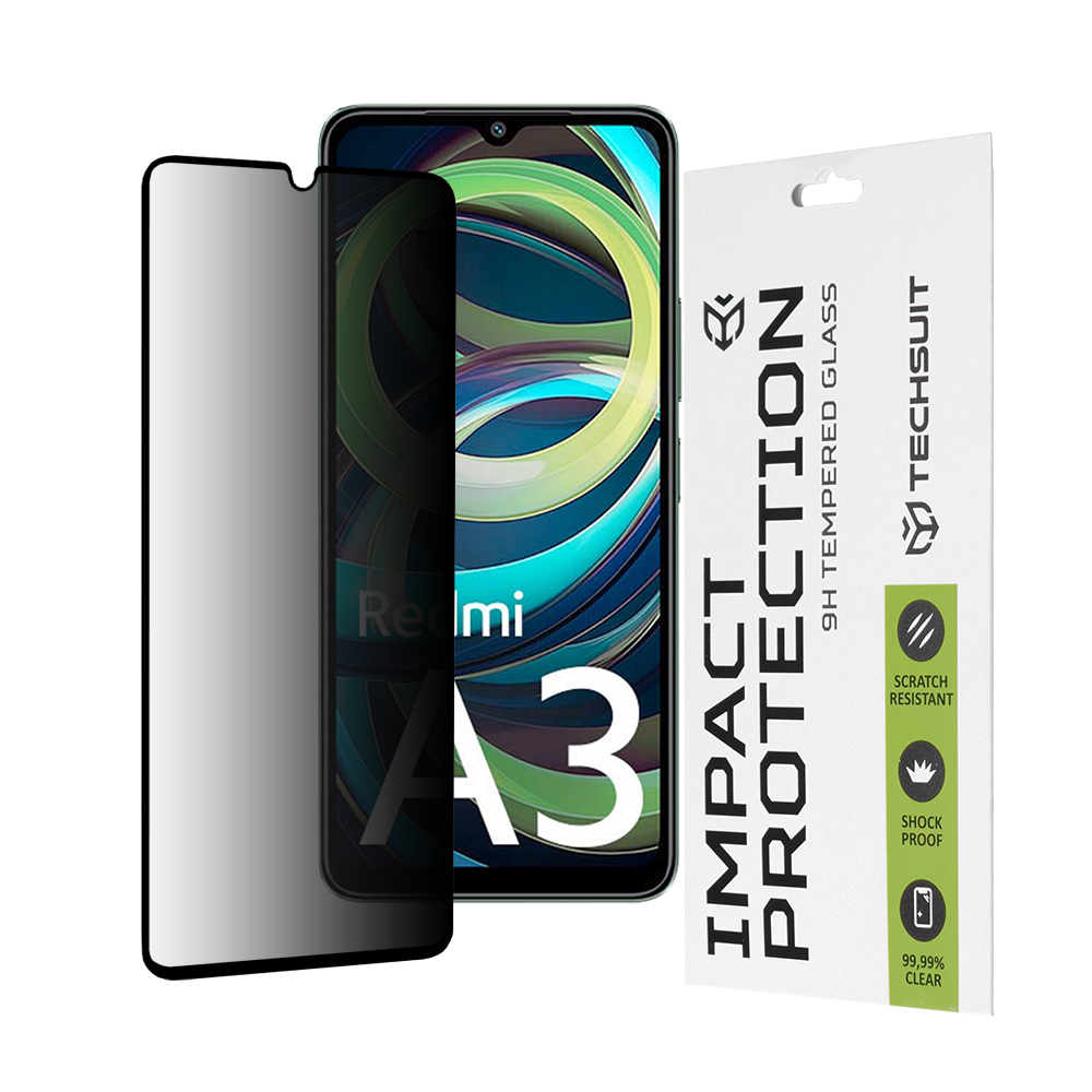 Levně Techsuit 111D Privátní celolepicí sklo Xiaomi Redmi A3 Redmi A3x Černá