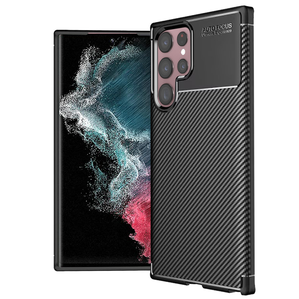 Levně Techsuit CarbonFiber Samsung Galaxy S22 Ultra 5G černý