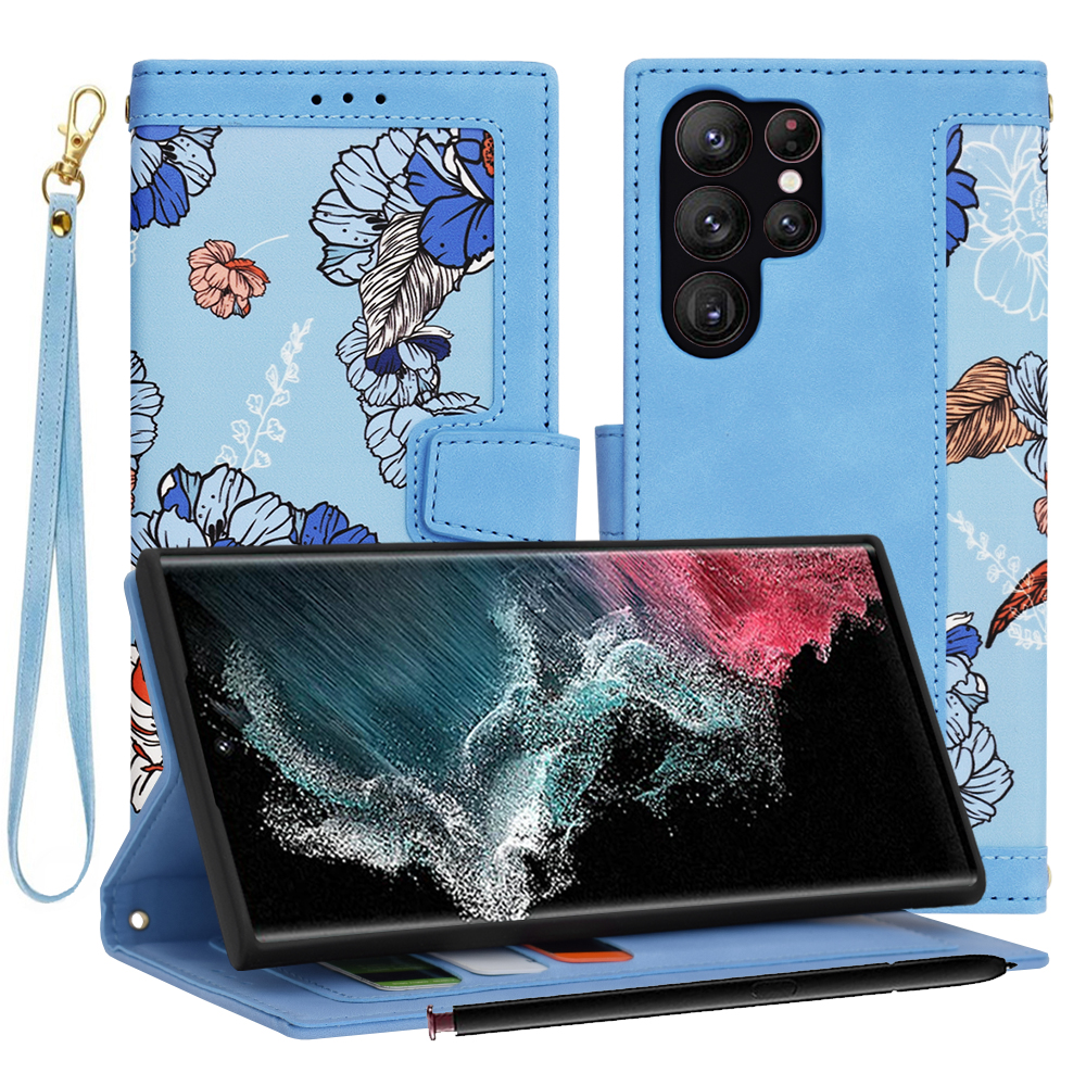 Levně Techsuit FlipCraft kryt Samsung Galaxy S22 Ultra 5G modrá
