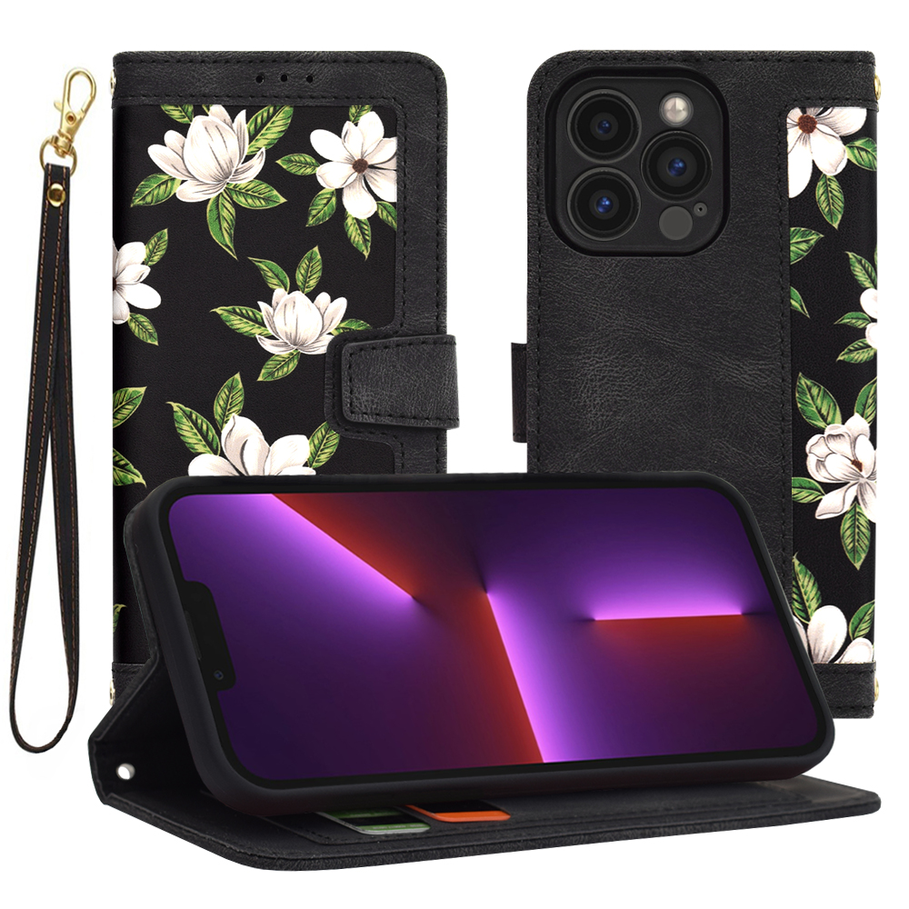Levně Techsuit FlipCraft kryt iPhone 13 Pro Flowers of the Dawn