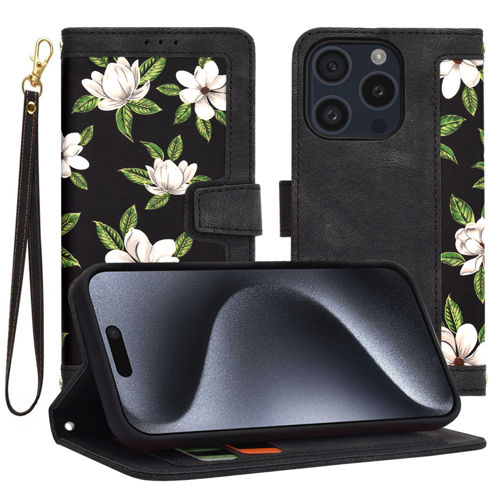 Levně Techsuit FlipCraft iPhone 15 Pro Květiny Úsvitu