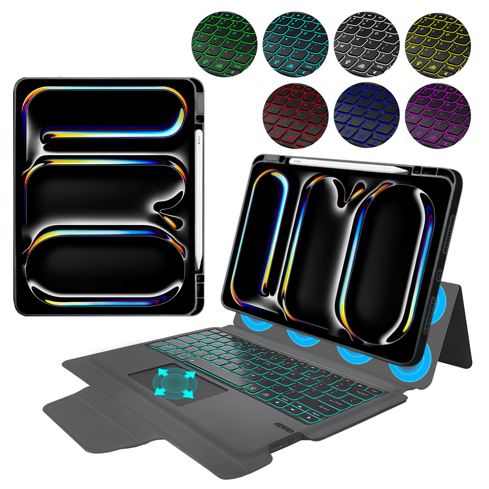 Levně Techsuit KeyTab Pro Ochrana displeje RGB klávesnice iPad Pro 13 Černá