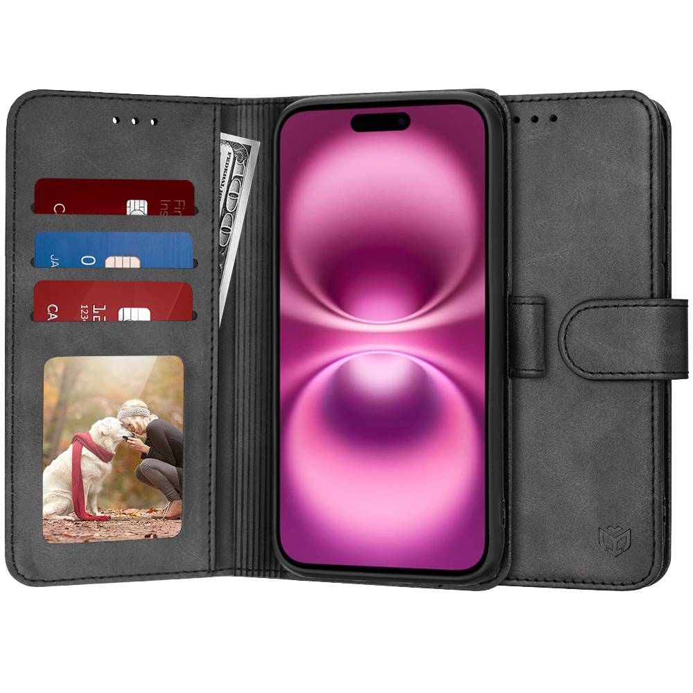 Techsuit Knižkové pouzdro iPhone 16 Plus Black