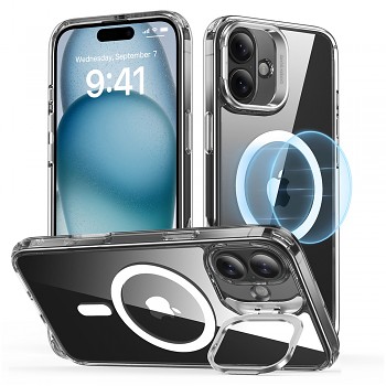 ESR Klasický Hybridní HaloLock Kickstand iPhone 16 Průhledný