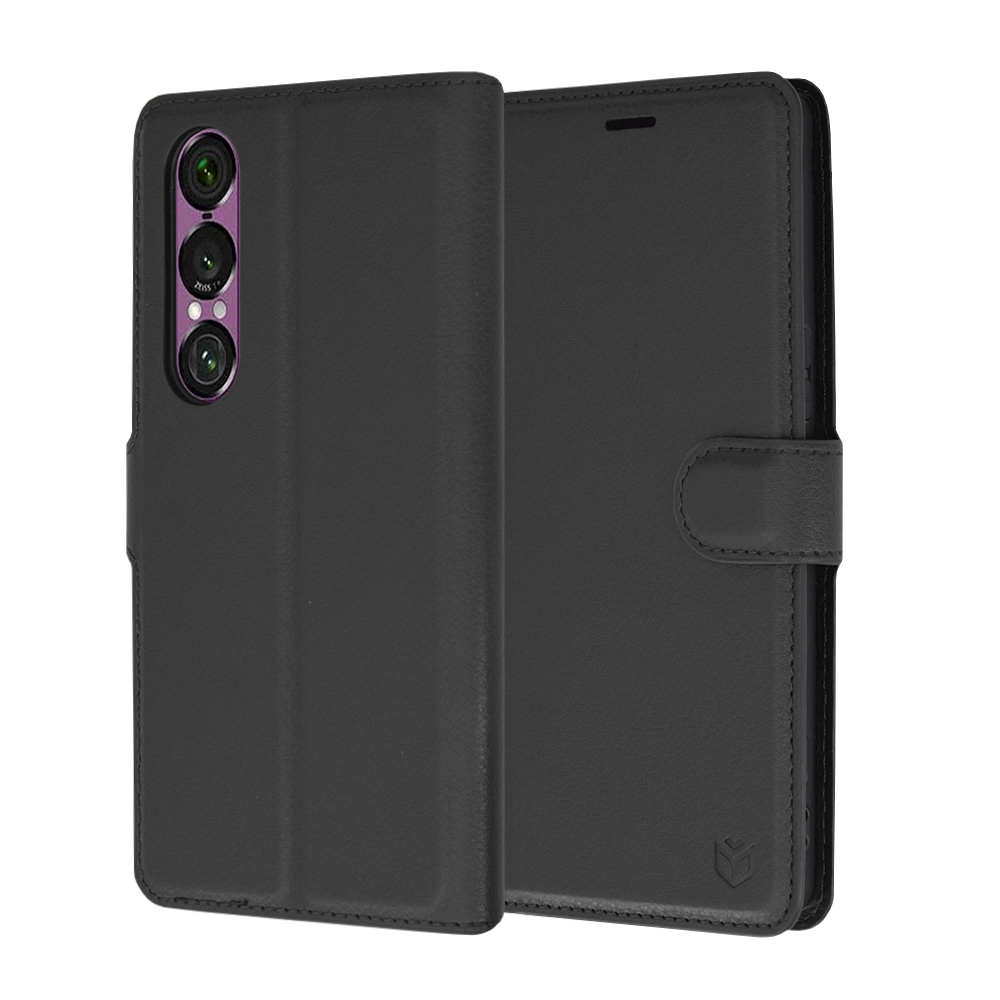 Levně Techsuit Kožené pouzdro Sony Xperia 1 VI Black